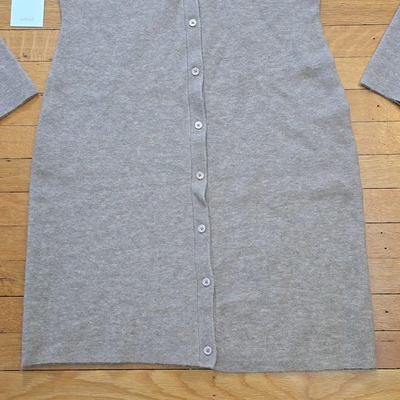 NWT, Aritzia Wilfred, Button Front Mini Cardigan Dress, Heather Gold Camel, L - Picture 10 of 16